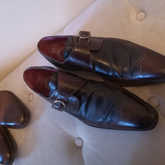 Mezlan Cleto Spectator Wingtip Monk Strap Shoes Brown / Blue Size 11 Men's - Picture 2 of 5